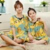 Flower Draped Sleeve Loose Pyjama Family Sets