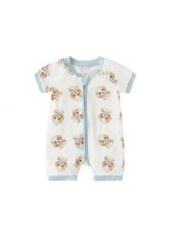 Striped Animal Print Zipper Rompers