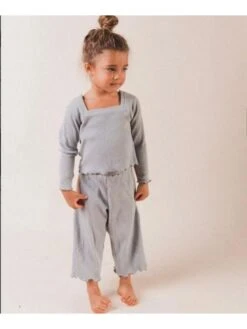 Colorblock Patchwork Square Neck Girl Clothing Sets