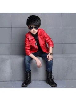 Long Sleeve PU Zipper Leather Jacket Boy Coat -Kids Clothing Shop P 20240529164530766 943