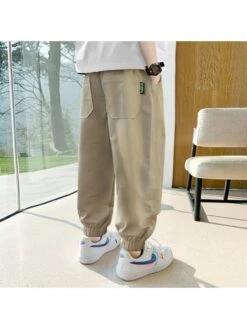 Solid Color Cotton Mid-rise Boy Long Pants -Kids Clothing Shop P 20240530105013709 325