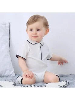 Solid Color Cotton Fitted Rompers -Kids Clothing Shop P 20240603092501789 889