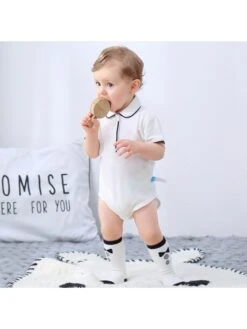 Solid Color Cotton Fitted Rompers -Kids Clothing Shop P 20240603092502334 256