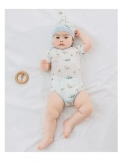 Cartoon Pattern Crewneck Fitted Rompers