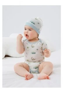 Cartoon Pattern Crewneck Fitted Rompers -Kids Clothing Shop P 20240603100020666 659