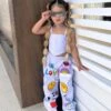 Digital Printing Boat Neck Cropped Girl Clothing Sets