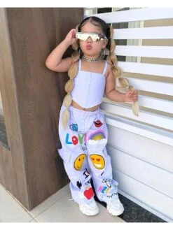 Digital Printing Boat Neck Cropped Girl Clothing Sets -Kids Clothing Shop P 20240603120503269 898