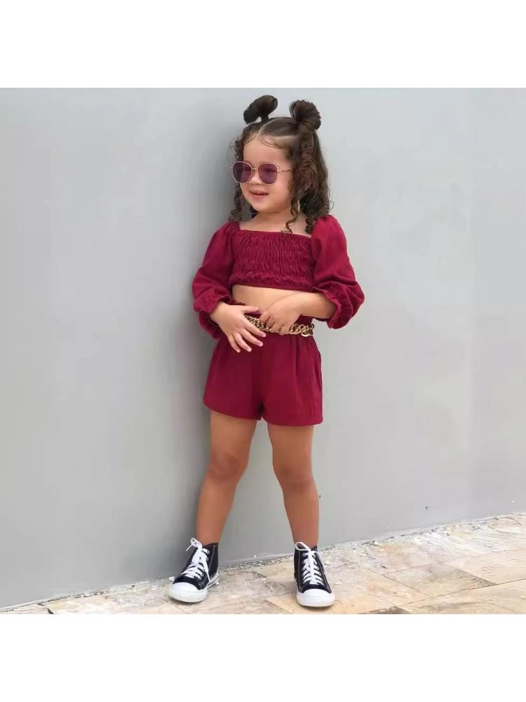 Chain Boat Neck Bodycon Girl Clothing Sets 2 Chain Boat Neck Bodycon Girl Clothing Sets - Image 2