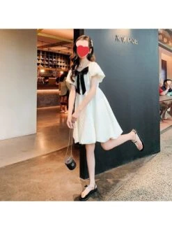 Bow Pure Color Princess Girl Dresses -Kids Clothing Shop P 20240603161030701 540