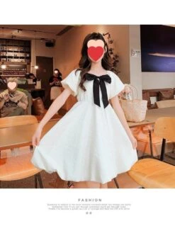 Bow Pure Color Princess Girl Dresses -Kids Clothing Shop P 20240603161031658 443