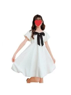 Bow Pure Color Princess Girl Dresses -Kids Clothing Shop P 20240603161032141 590
