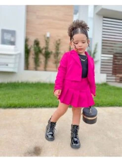 Pleated Solid Color Leisure Girl Clothing Sets -Kids Clothing Shop P 20240603162011443 761