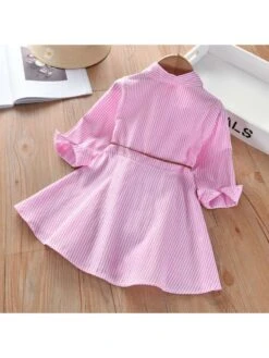 Striped Shirt Collar Long Sleeve Girl Dresses -Kids Clothing Shop P 20240603172018966 794