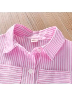 Striped Shirt Collar Long Sleeve Girl Dresses -Kids Clothing Shop P 20240603172020635 444