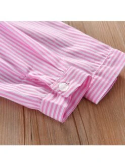 Striped Shirt Collar Long Sleeve Girl Dresses -Kids Clothing Shop P 20240603172020939 219