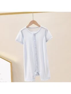 Solid Color Crewneck Loose Rompers