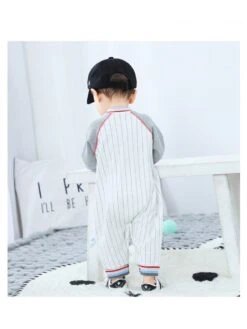 Colorblock Letter Pattern Single Breasted Sleepsuits -Kids Clothing Shop P 20240604104009421 217