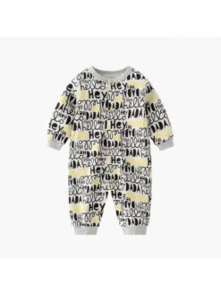 Letter Pattern Crewneck Cotton Sleepsuits -Kids Clothing Shop P 20240604112029473 534