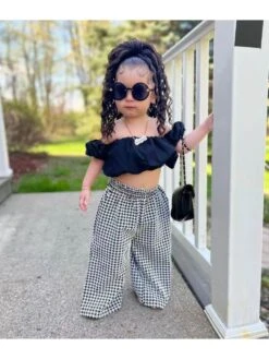 Houndstooth High Rise Cropped Girl Clothing Sets -Kids Clothing Shop P 20240604144023428 478