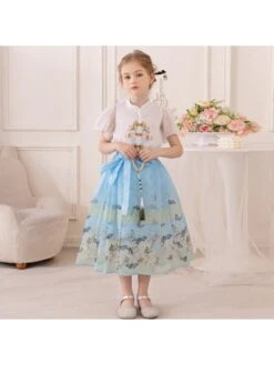 Butterfly Pattern Short Sleeve Princess Girl Clothing Sets -Kids Clothing Shop P 20240604154014158 663