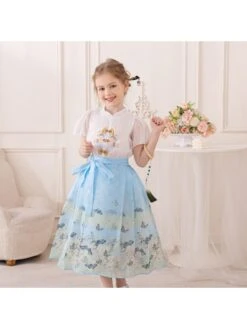Butterfly Pattern Short Sleeve Princess Girl Clothing Sets -Kids Clothing Shop P 20240604154015306 430