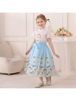 Butterfly Pattern Short Sleeve Princess Girl Clothing Sets -Kids Clothing Shop P 20240604154016391 499