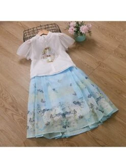 Butterfly Pattern Short Sleeve Princess Girl Clothing Sets -Kids Clothing Shop P 20240604154019150 276