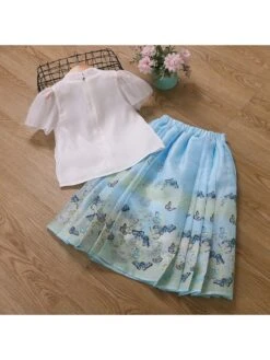 Butterfly Pattern Short Sleeve Princess Girl Clothing Sets -Kids Clothing Shop P 20240604154022955 950