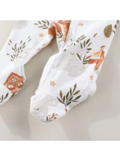 Cartoon Pattern Crewneck Cotton Sleepsuits -Kids Clothing Shop P 20240604163540820 155