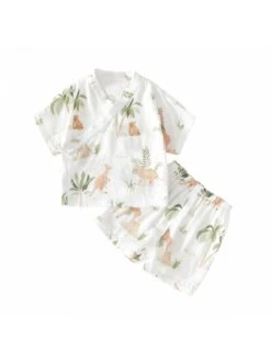 Cartoon Pattern Crewneck Cotton Sets