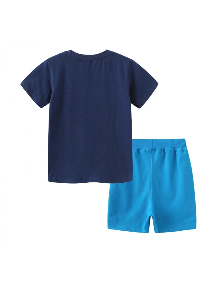 Cartoon Pattern Letter Pattern Crewneck Boy Clothing Sets 2 Cartoon Pattern Letter Pattern Crewneck Boy Clothing Sets - Image 2