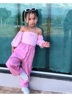 Solid Color Off Shoulder Cropped Girl Clothing Sets 9 Solid Color Off Shoulder Cropped Girl Clothing Sets -Kids Clothing Shop P 20240606091621571 590