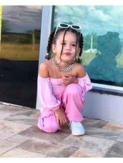 Solid Color Off Shoulder Cropped Girl Clothing Sets 11 Solid Color Off Shoulder Cropped Girl Clothing Sets -Kids Clothing Shop P 20240606091623017 268