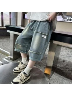 Letter Patched Leisure Boy Pants