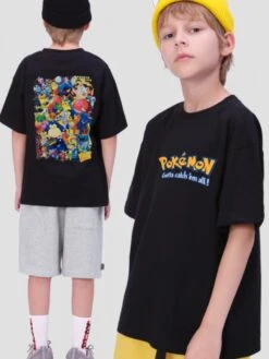 Cartoon Pattern Crewneck Cotton Boy Tops