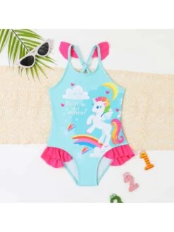 Colorblock Crewneck Bodycon Swimsuits -Kids Clothing Shop P 20240606141611164 178