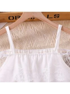 Bow Lacework Spaghetti Straps Girl Dresses -Kids Clothing Shop P 20240607110432030 732