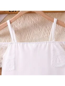 Bow Lacework Spaghetti Straps Girl Dresses -Kids Clothing Shop P 20240607110432716 981