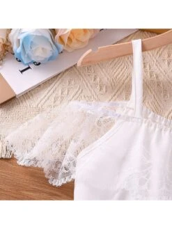 Bow Lacework Spaghetti Straps Girl Dresses -Kids Clothing Shop P 20240607110433251 447