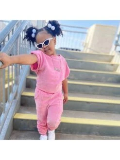 Solid Color Crewneck Cotton Slit Pocket Girl Clothing Sets -Kids Clothing Shop P 20240607110824301 542