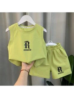 Letter Pattern Cotton Loose Boy Clothing Sets