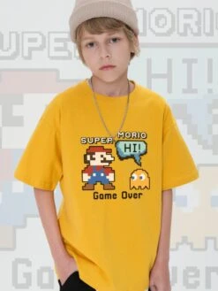 Cartoon Pattern Letter Pattern Cotton Boy Tops