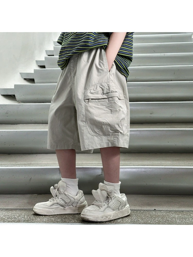 Solid Color Cotton Cargo Boy Pants 1 Solid Color Cotton Cargo Boy Pants