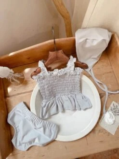 Solid Color Ruffle Smocking A-line Swimsuits -Kids Clothing Shop P 20240608103613254 854