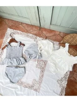 Solid Color Ruffle Smocking A-line Swimsuits -Kids Clothing Shop P 20240608103614018 466