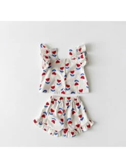 Flower Square Neck Cotton Girl Clothing Sets -Kids Clothing Shop P 20240608104824499 279