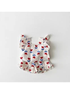 Flower Square Neck Cotton Girl Clothing Sets -Kids Clothing Shop P 20240608104825137 960