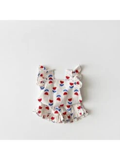 Flower Square Neck Cotton Girl Clothing Sets -Kids Clothing Shop P 20240608104826198 285