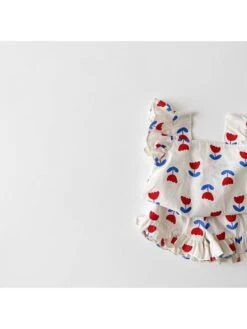 Flower Square Neck Cotton Girl Clothing Sets -Kids Clothing Shop P 20240608104826718 634