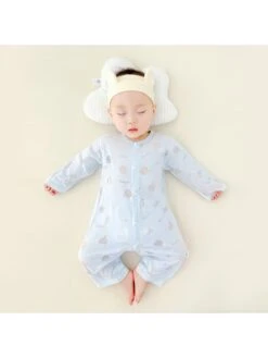 Solid Color Cotton Double-breasted Sleepsuits